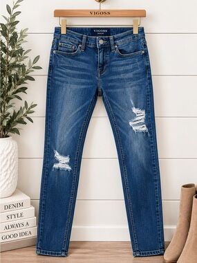 👖 Vigoss Jagger Ripped Skinny Jeans Women’s Size 26 Blue Stretch Denim